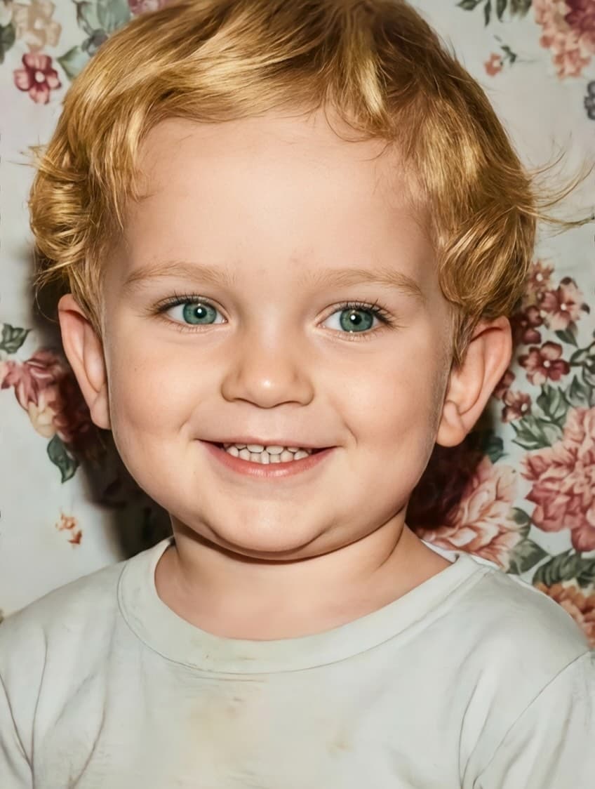 Restored and colorized portrait of child