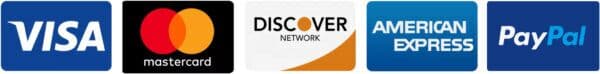 Visa, Mastercard, Discover, American Express, PayPal